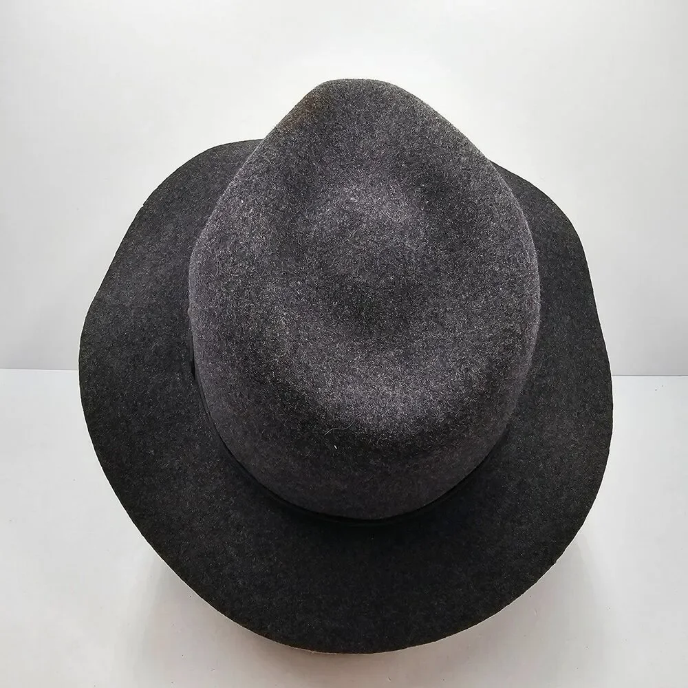 Rag & Bone New York Wool Felt Fedora Hat Womens Medium Dark Charcoal Gray